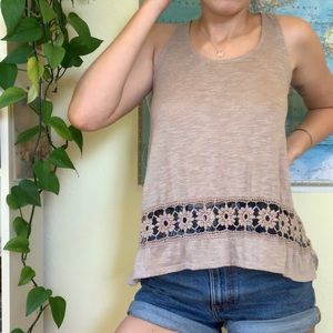 Floral lace cut out tank top flower crochet cami